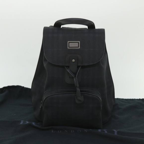 BURBERRY Nova Check Backpack Nylon Black Auth ki3564 - Picture 12 of 16